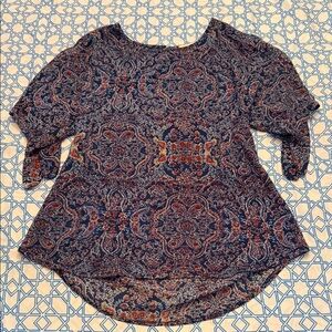 Chic Paisley Women's Blouse - Navy and Rust